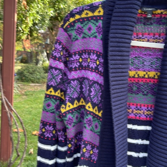 🌺 TALBOTS; Beautiful, Multi-Colored Open Front Cotton Sweater; Misses Size XL! - Picture 3 of 14